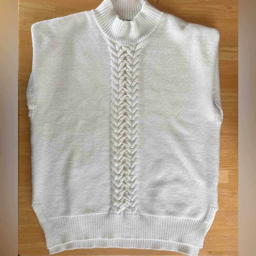 Laundry by Shelli Segal Sleeveless Mock Neck Sweater Vest Off White Soft Knit XL